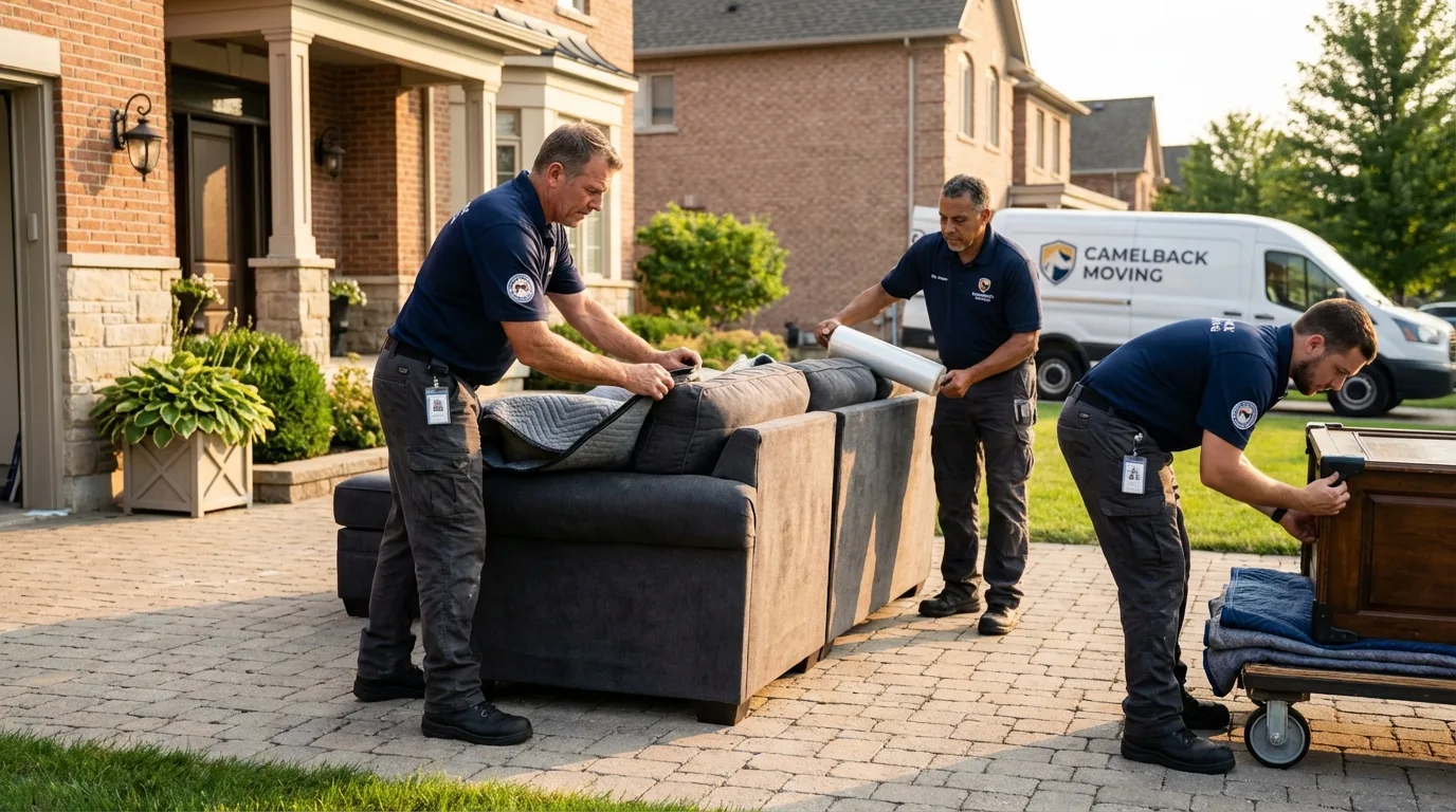 Large estate moving crew wrapping furniture in Edmonton, KY